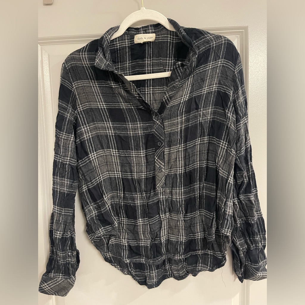 Cloth & Stone Charcoal And White Checkered Shirt